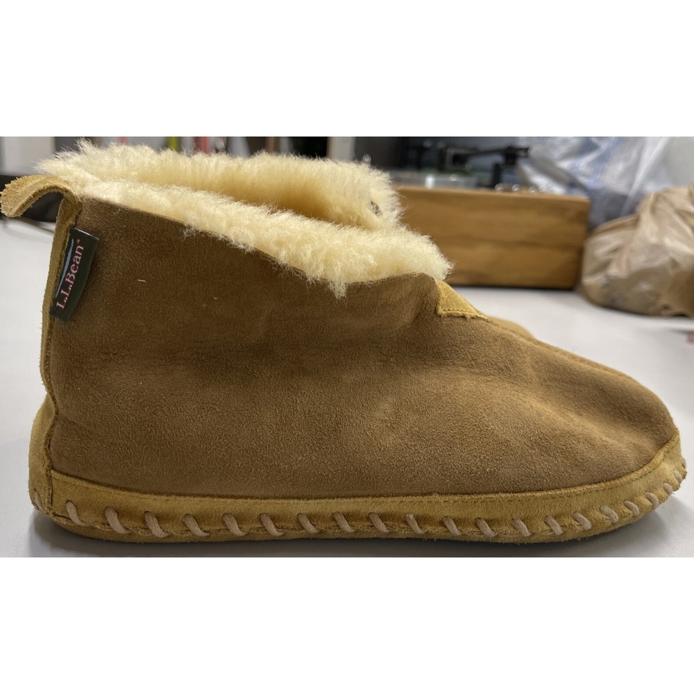 LL Bean Wicked Good Moccasins Suede Shearling Slippers Women's Size US 7 Medium - Picture 4 of 15